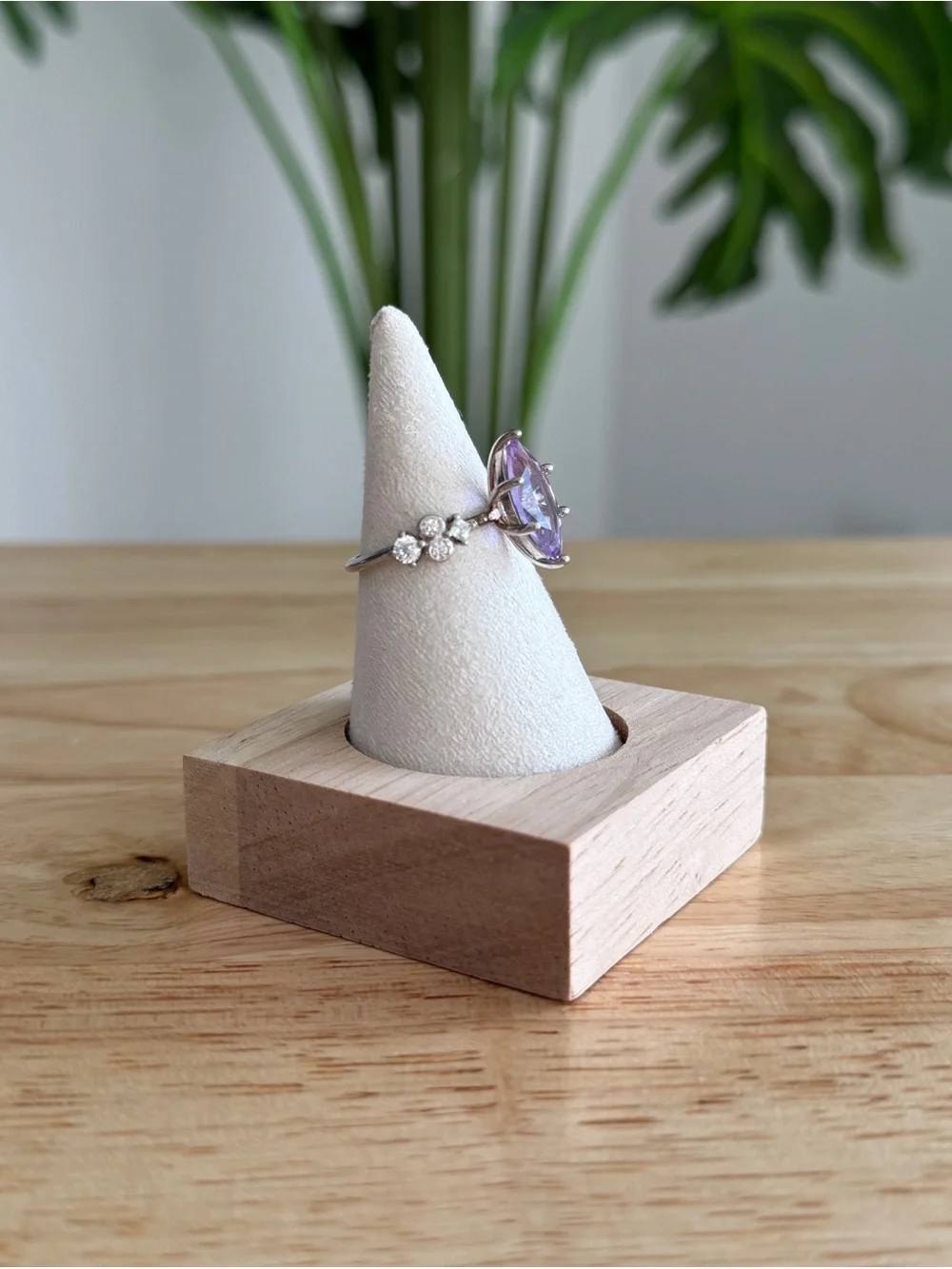 Marquise Cut Lavender CZ Ring Size 7 Silver Tone Vintage Style Statement Ring